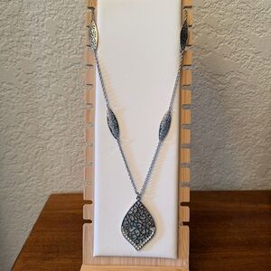 Bancroft Brunswick Filigree Pendant Long Silver Necklace, NWOT